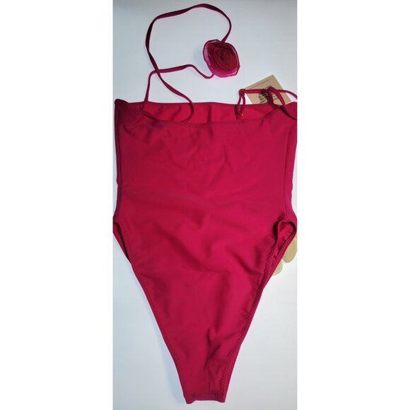 SAME LOS ANGELES One Piece Swimsuit Womens Fiusha Sz Large Flower in The Throat - Picture 7 of 8